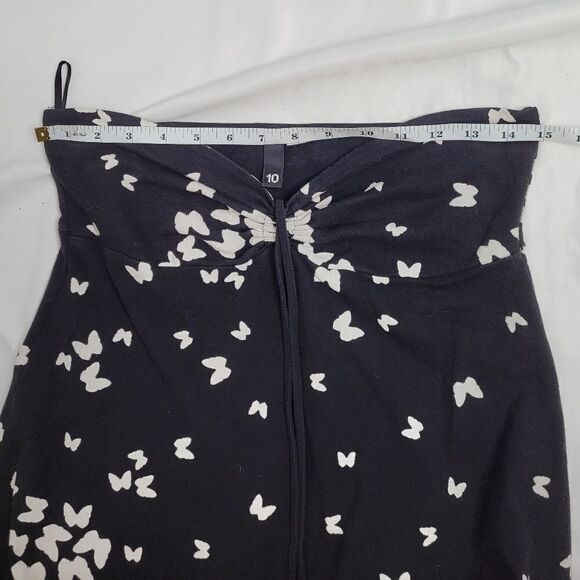 Y2K dress black butterfly print halter mini with cinched‎ front M - Picture 10 of 12